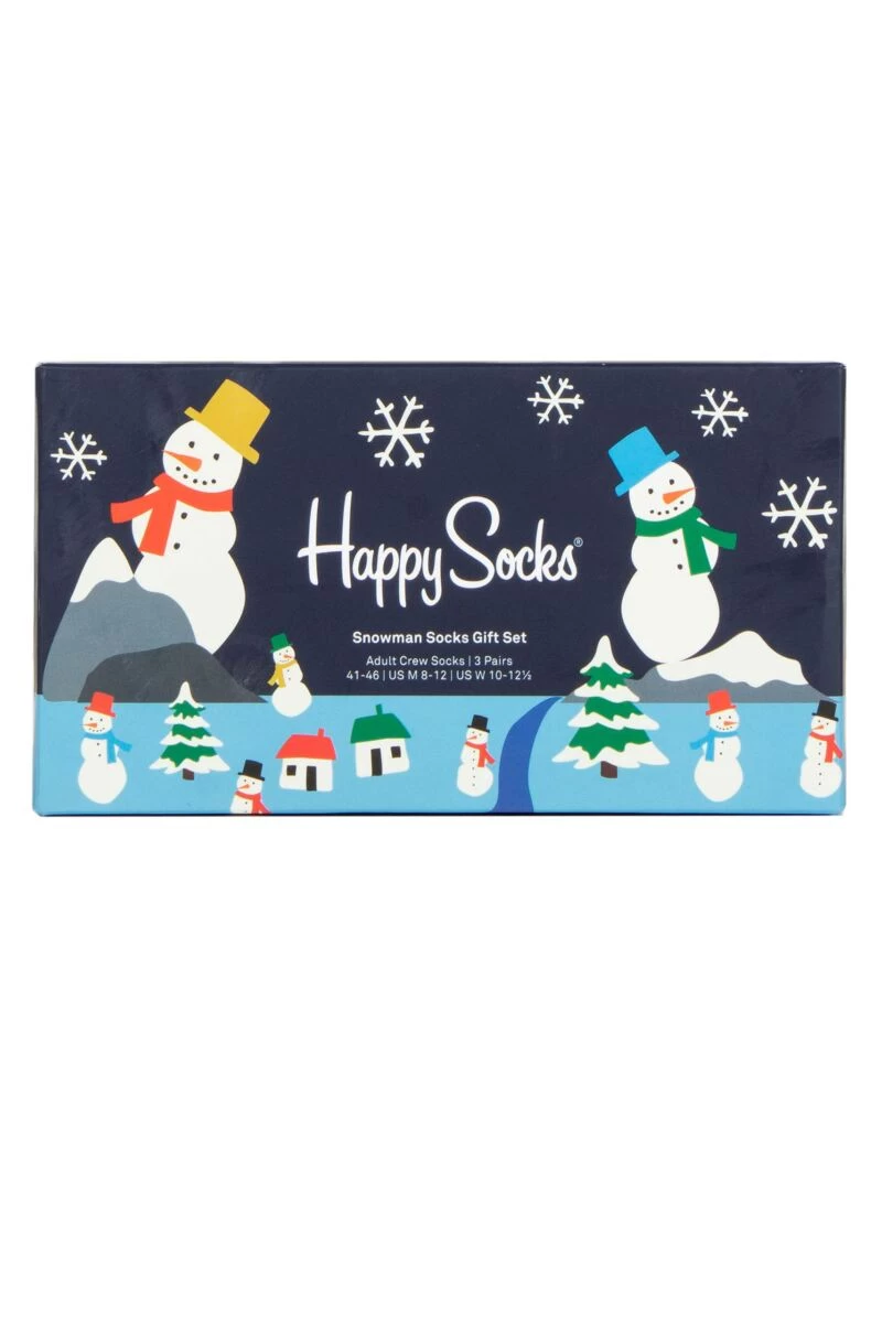 Mens And Ladies 3 Pair Happy Socks Snowman Gift Boxed Socks