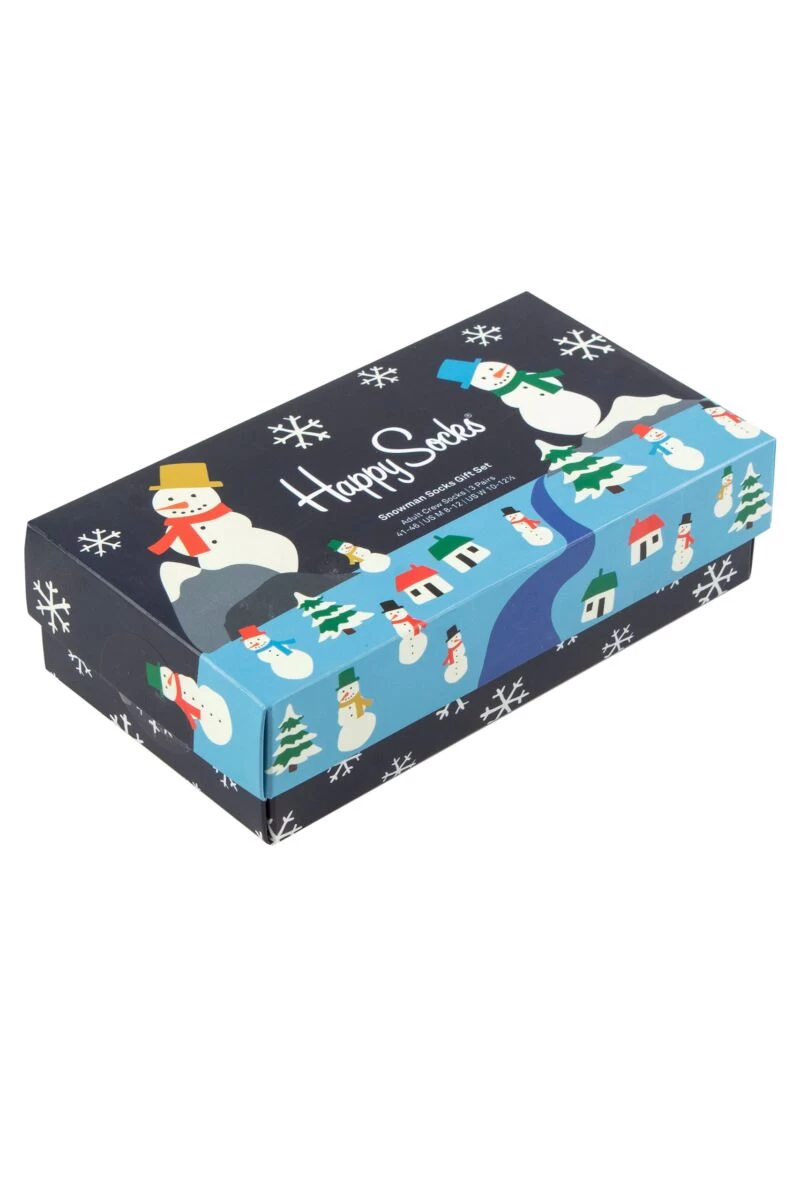 Mens And Ladies 3 Pair Happy Socks Snowman Gift Boxed Socks - Image 2