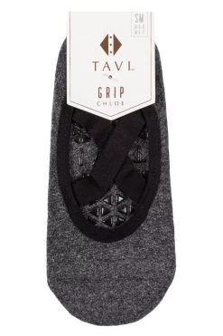 1 Pair Full Toe Organic Cotton Chloe Ballet Slippers Socks With Grip Ladies - Tavi Noir