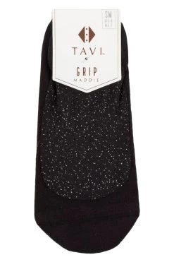 1 Pair Maddie Organic Cotton Sheer Top Yoga Socks With Grip Ladies - Tavi Noir