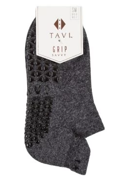 1 Pair Savvy Organic Cotton Low Rise Yoga Socks With Grip Ladies - Tavi Noir