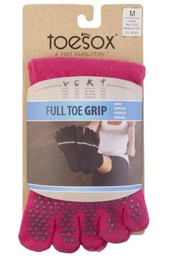 1 Pair Full Toe Organic Cotton Ankle Yoga Socks Ladies - ToeSox
