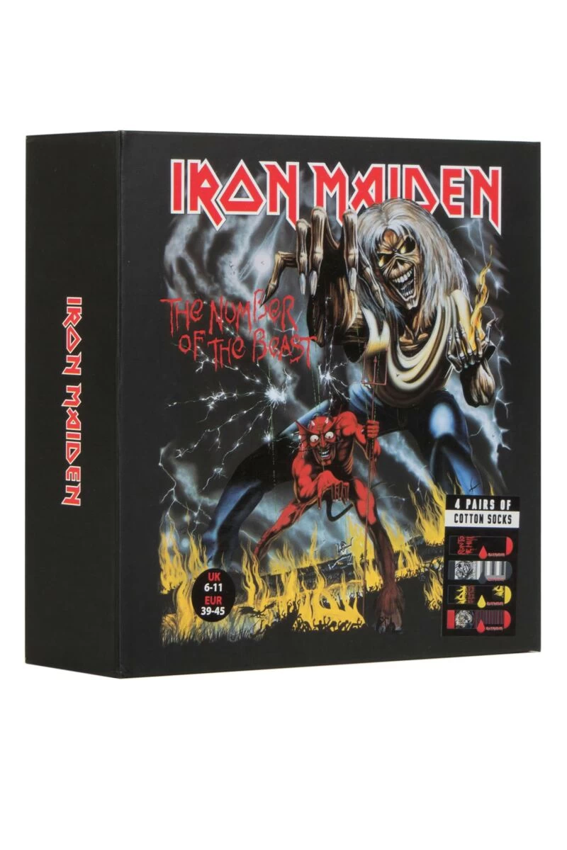 Iron Maiden 4 Pair Exclusive To SOCKSHOP The Number Of The Beast Gift Boxed Cotton Socks
